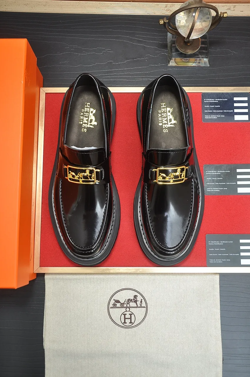 Men's men's shoes 💰720💶【[Hermes HERMES】】(High-end Niuli) New 🍀 HERMES - top version of classic casual leather shoes! Made of imported original cowhide, the inner top layer is comfortable cowhide lining! Original wear-resistant rubber foam outsole! High quality products! Code number 38-45 (45 customized)